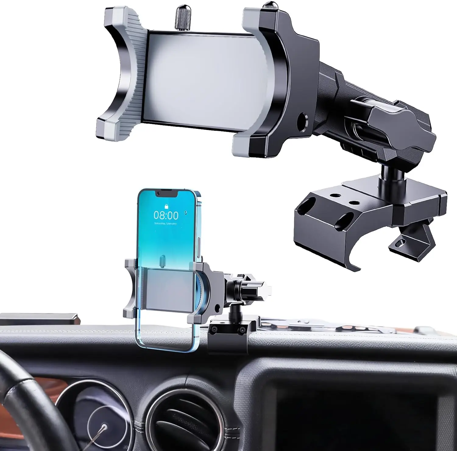 Upgraded Metal Phone Mount for JL JLU 2018-2023 & Gladiator JT 2020-2023, Dashboard Mount Kit, Driver Side (Not for 4xe)