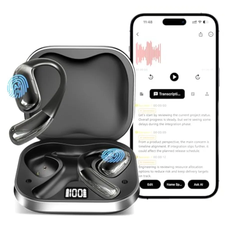 

AI Translation Earbuds for Business, Learning, Travel: Real-Time Two-Way Language Translator for Calls, Video Media, AI Meeting