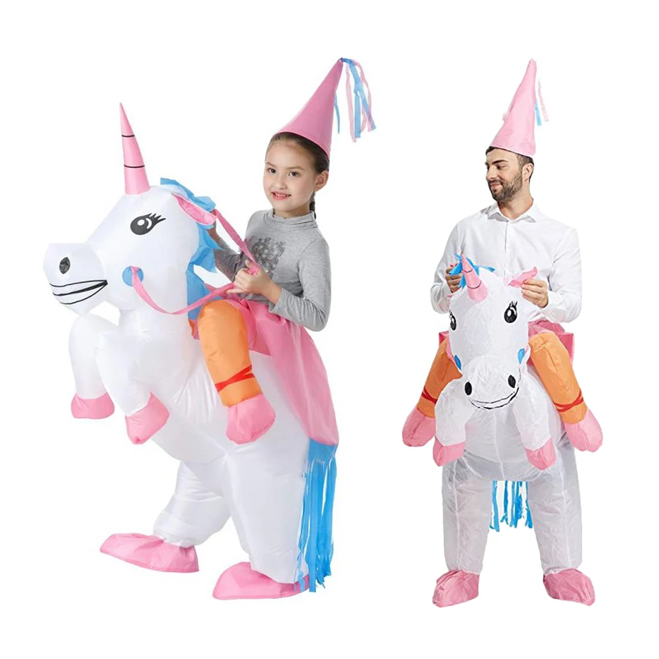 Adult Kids Funny Unicorn Inflatable Costume Suits Dress Mascot Halloween Party Cosplay Costumes for Man Woman Boys Girls