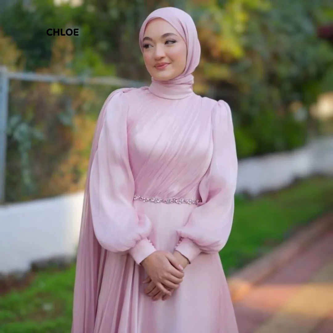 Linea A Abiti da sera Donna Abiti da festa eleganti per le donne 2024 Scialle Abito da cerimonia nuziale su misura Abiti da ballo a maniche lunghe