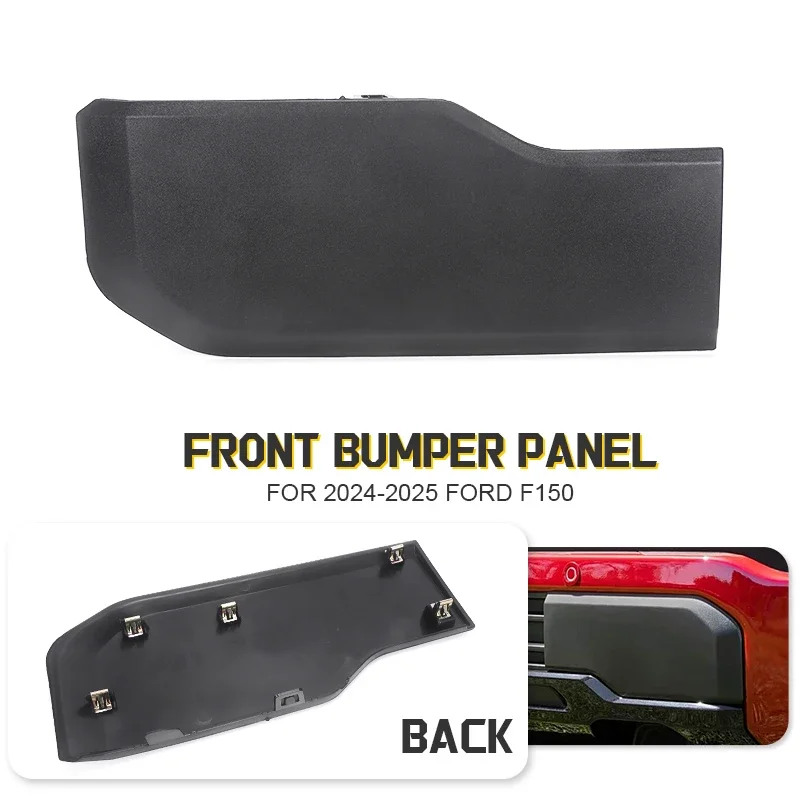 Front Bumper Panel Guard Black Insert Trim Cover Pads for Ford F150 2024-2025 FO1046129 FO1047129 RL3Z-17E811-AB RL3Z-17E810-AB