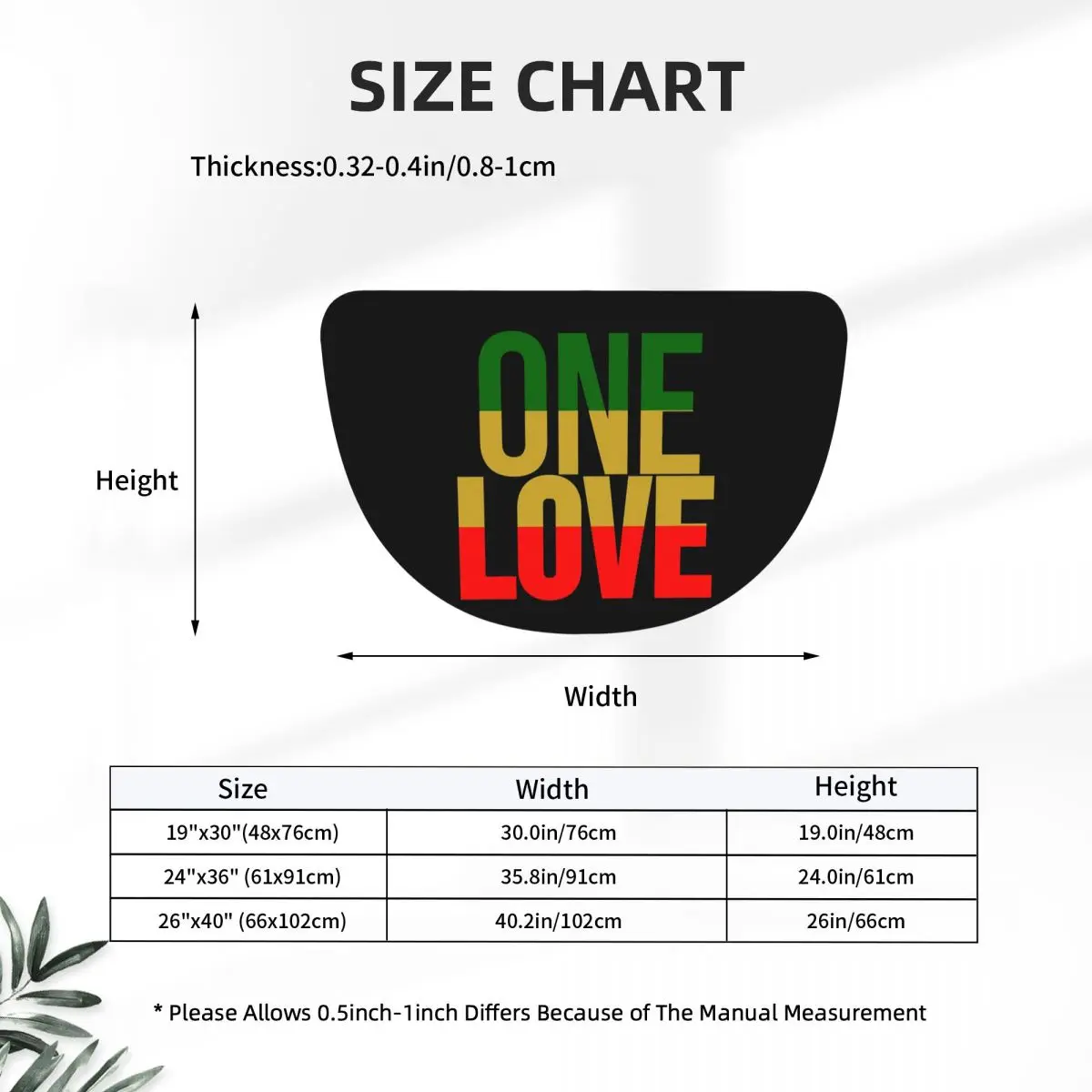 Rasta Colors One Love Soft Flannel Half Round Doormat Non Slip Bathroom Mat Absorbent Floor Carpet for Laundry Room Bathroom