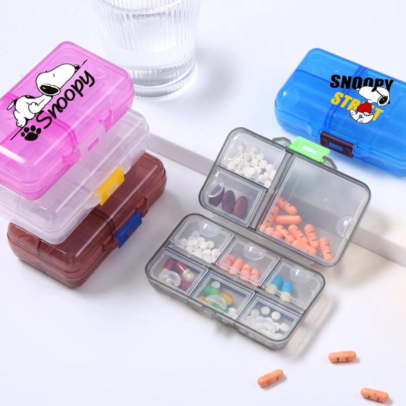 Portable Snoopy Anime Pill Box Case Large Capacity Kawaii A Week Organizer Travel Outdoor Tablets Vitamins Container Storage Box