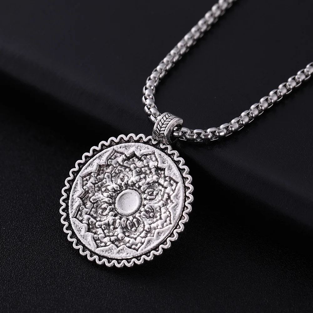 EUEAVAN Retro Flower of Life Om Yoga Lotus Pendant Necklace Indian Chakra Buddha Mandala Necklaces Meditation Charm Jewelry Gift