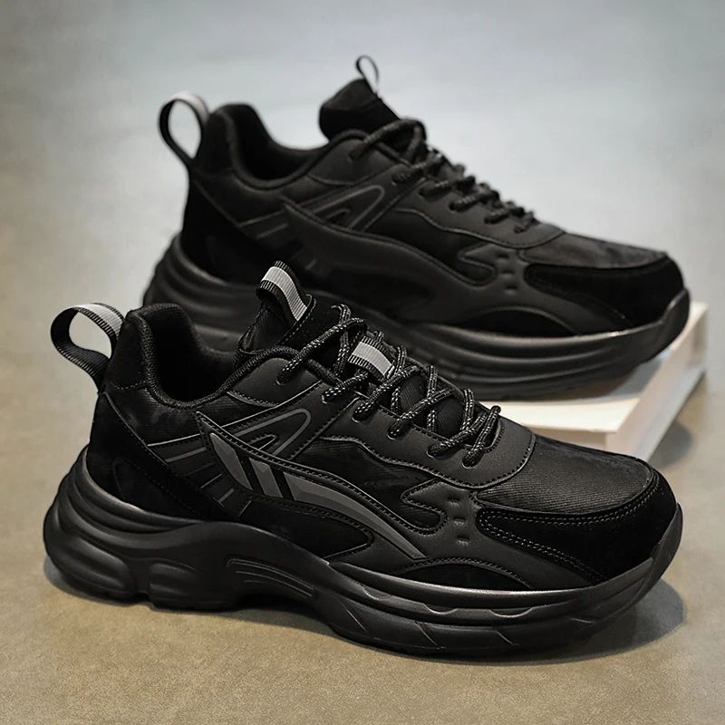 

New sports shoes fashion men's comfortable four season breathable versatile wear-resistant thick soled running leisure sneakers