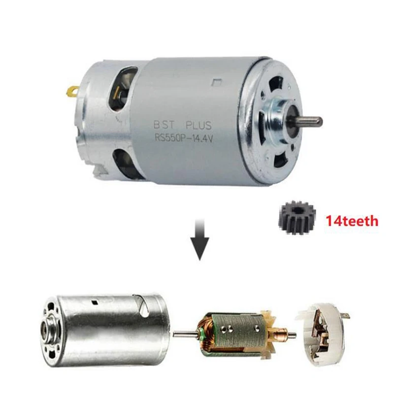 14-tanden motor 14,4 V vervangen voor MAKITA 629819 -4 629875 -4 6381D BDF343 6280D 6280DWE 6281DWE 6281D MT070 6280DWPE