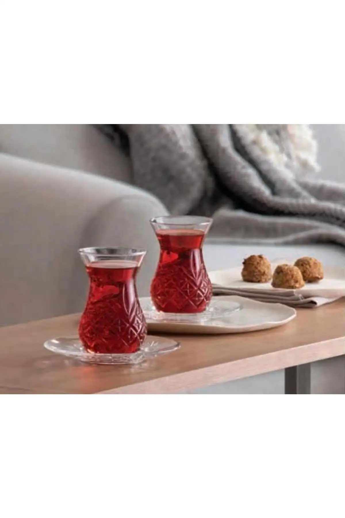 

DOLBOVI Timeless-Cutting Crystal Tea Cup Set Kit-12 Piece Tea Set 96992 Turkish Tea Glass Cup