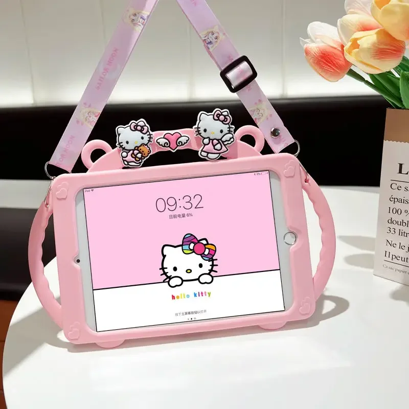 Sanrio Hello Kitty Case For iPad 5th 6th Gen Cover 10th Pro 11 2020 2021 Mini 6 5 4 10.5 Air 2 3 4 Silicone Case with Handle
