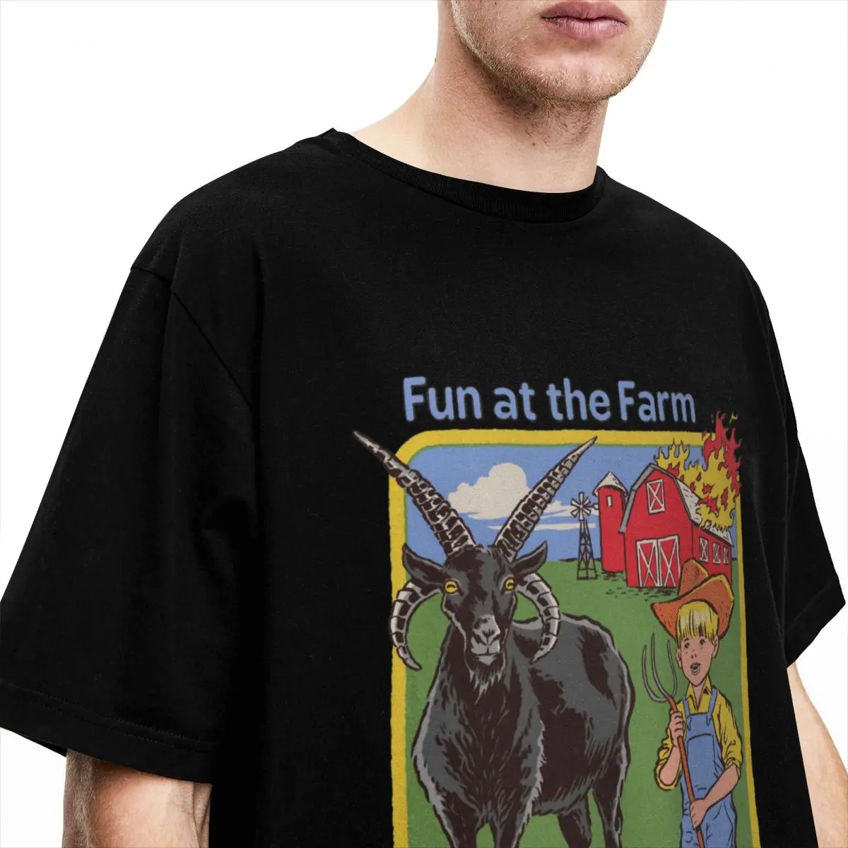 Baphomet Demonic Goat Fun At The Farm Merchandise T-Shirts Men Women Dark Occult Arts Novelty Cotton Graphic Printed Tees