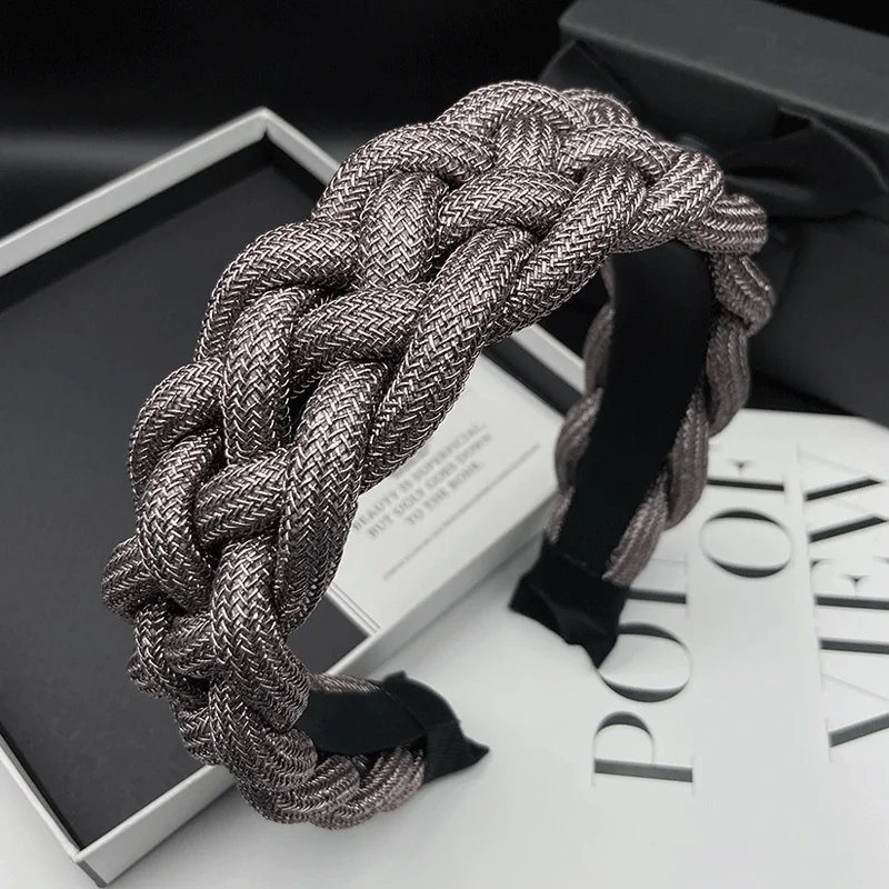 Hochwertige, dicke, geflochtene Haarspange für Damen, zum Abdecken weißer Haare, zum Waschen des Gesichts, Haarspange, Stirnband, Außenscheitelband – Detail 1