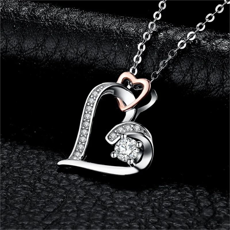 CAOSHI Hollow-out Design Heart Necklace Exquisite Elegant Women Charming Love Pendant Aesthetic Wedding Accessories Chic Jewelry