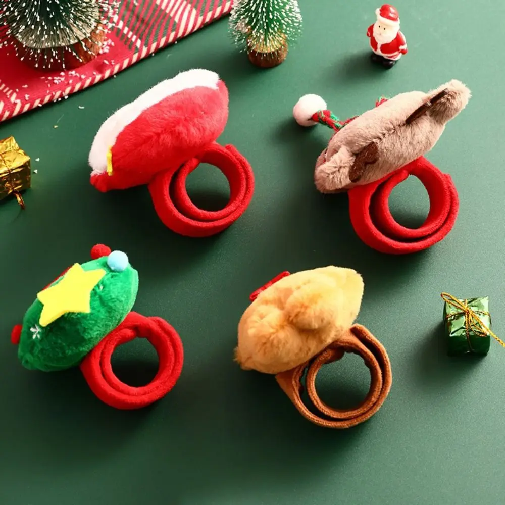 

Soft Christmas Clap Circle Toys Cartoon Santa Claus Christmas Slap Bracelet Plush Animal Plush Doll Slap Bracelet Home Decor