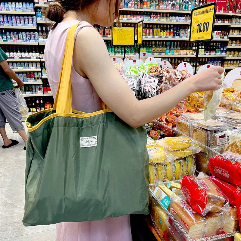 Fashion Foldable Shoulder Bag Waterproof Large Capacity Shopping Storage Bag Eco-Friendly Portable for Everyday Use