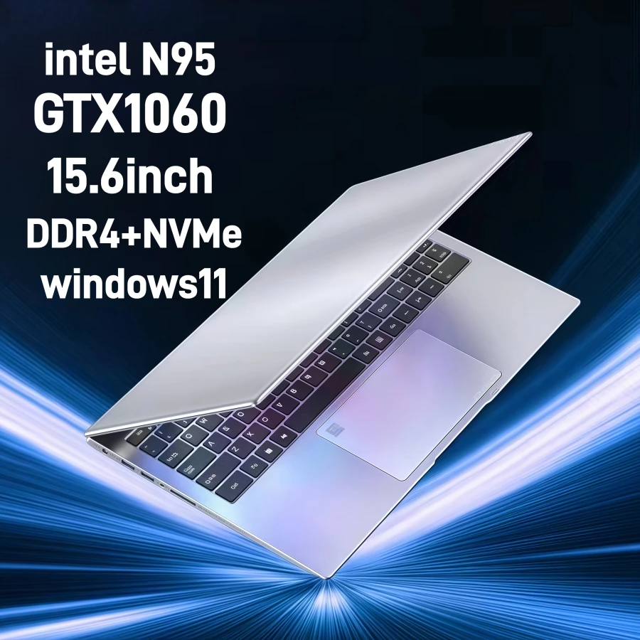 أجهزة كمبيوتر محمولة للألعاب Intel N95 gtx1060 مقاس 15.6 بوصة كمبيوتر محمول محمول 32 جيجابايت DDR4 1 تيرابايت SSD ألعاب الكمبيوتر المحمول Windows11 لوحة مفاتيح بإضاءة خلفية
