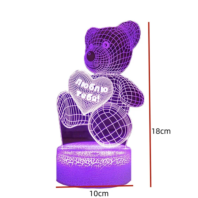 Светодиодная подсветка для ночного освещения, креативный стол, прикроватная тумба, романтическое сердце, медведь, ночная подсветка, День Святого Валентина, Рождество, украшение для ночи