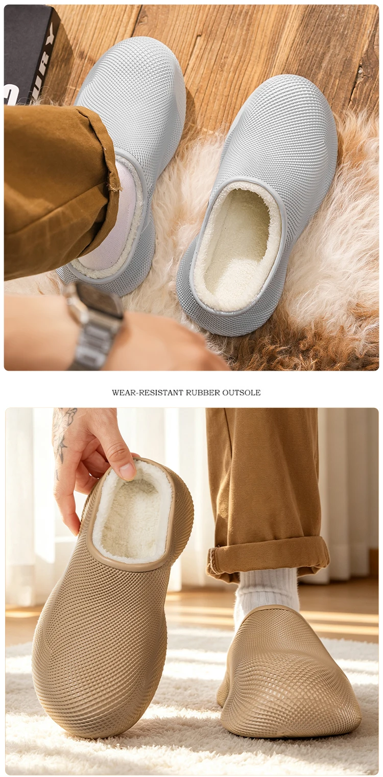 Baumwoll-Hausschuhe für Paare, neue Herbst- und Wintermodelle, mit Samtfutter versehen, geeignet für den Innen- und Außenbereich, rutschfeste und warme Baumwollschuhe. – Detail 13