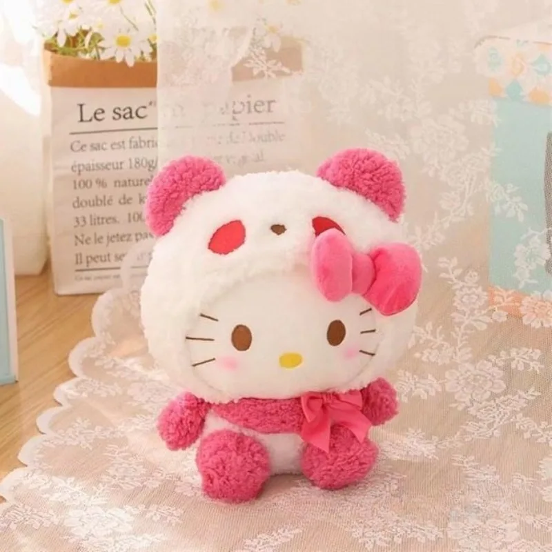 

Hello Kitty 25 см Sanrioed Kawaii аниме плюшевые игрушки Cinnamoroll Kuromi плюшевая кукла Cos Panda игрушки орнамент куклы декор прекрасный подарок