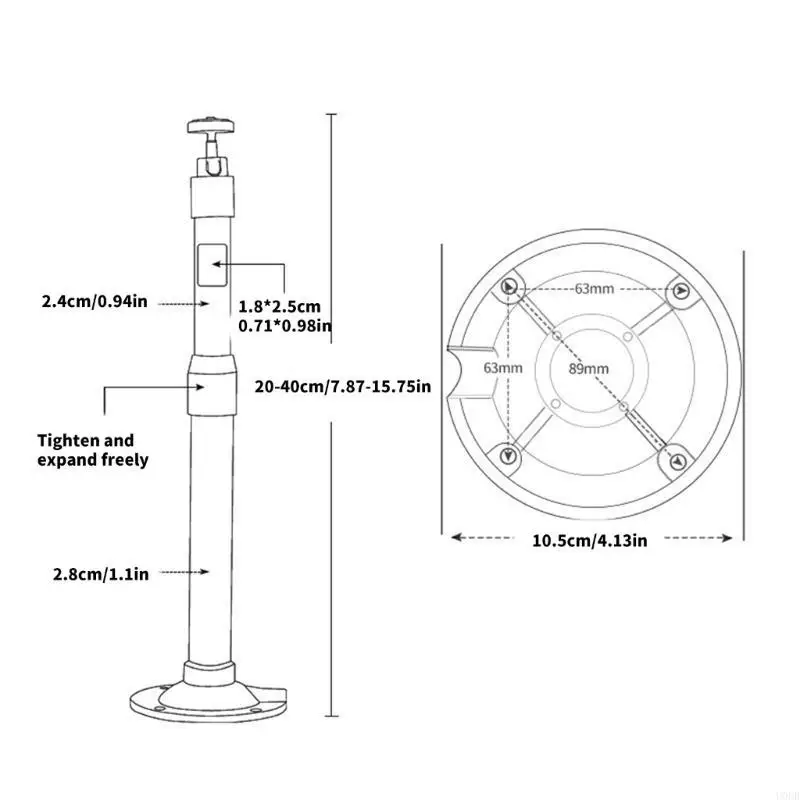 Регулируемый по высоте монтажный кронштейн для камеры. Держатель-удлинитель камеры со скрытой проводкой, выдвигается на 20–40