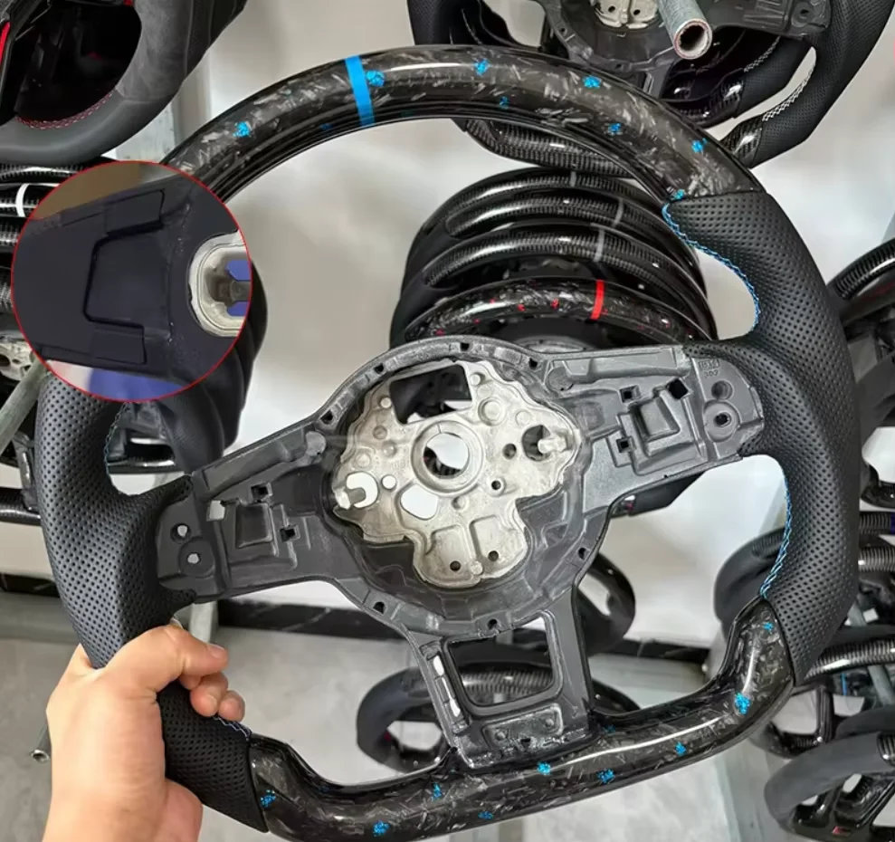 Geschikt voor Volkswagen Golf 7 7.5 GTI GTD GTE R 2013-2020 Blauw Pure Carbon Fiber Stuurwiel Upgrade Accessoires - afbeelding 1