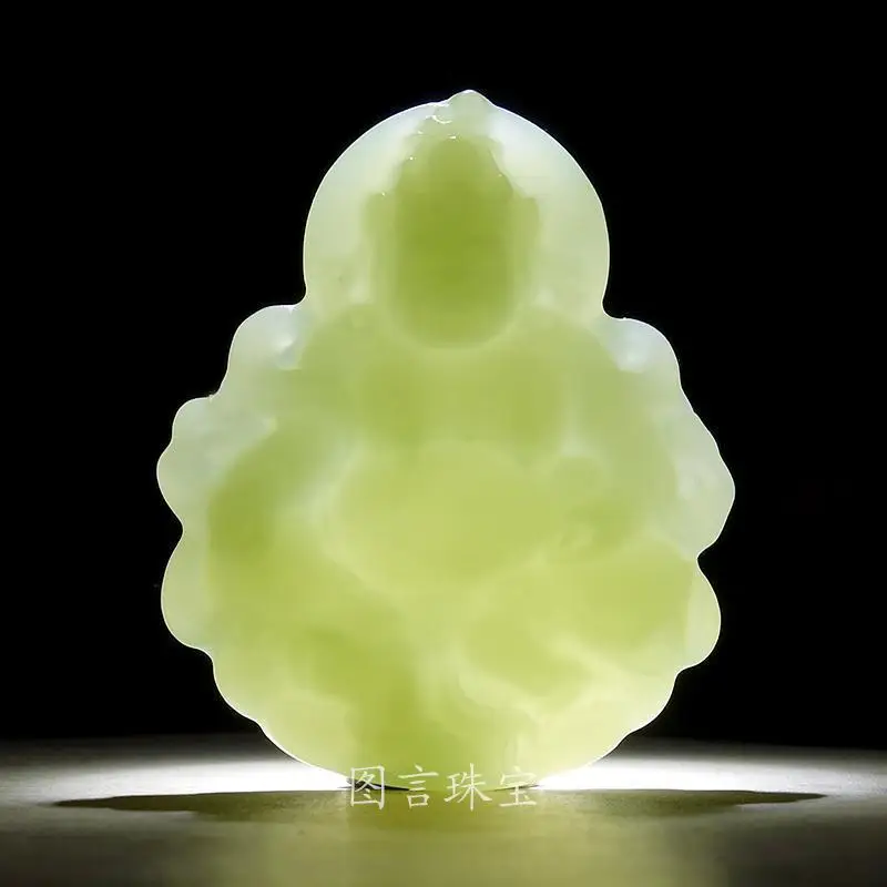 Natural Hetian Jade Handmade Double-Sided Yellow Wealth God Pendant, Fashionable Versatile Men And Women