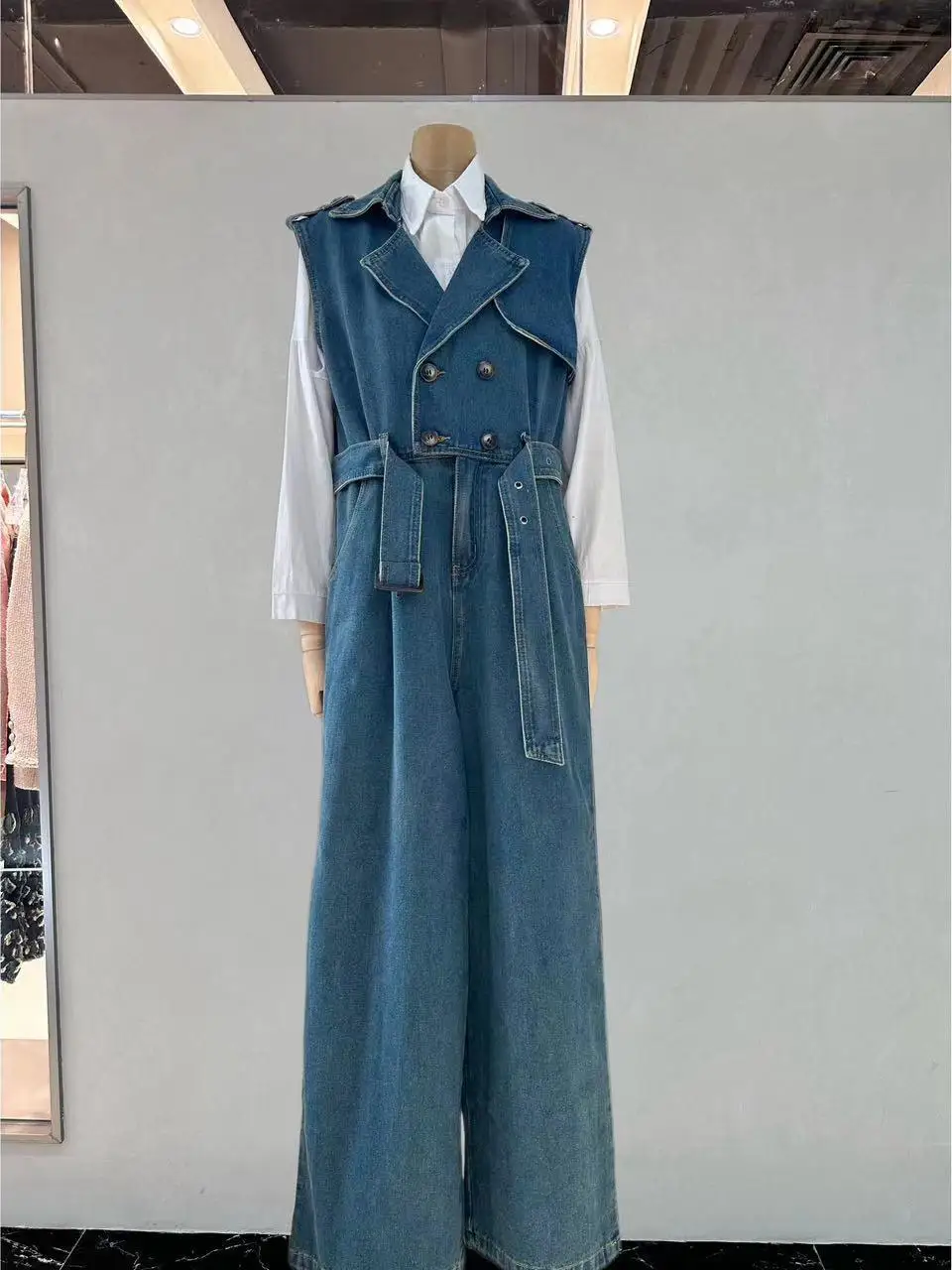 Misserel 2024 nuevo Sle Svel cintura alta pantalones vaqueros de pierna ancha mono de moda para ir al trabajo mezcla de algodón