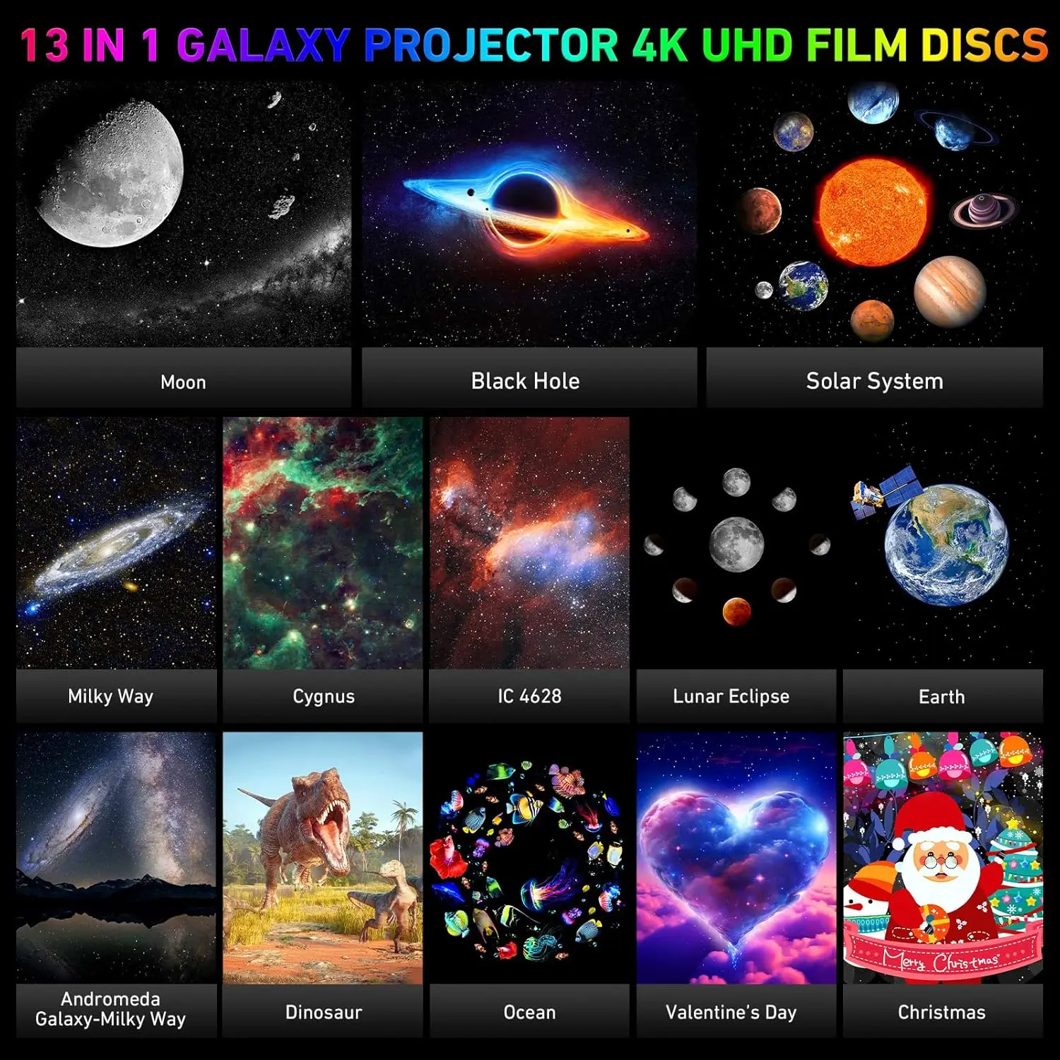 Meteor 13 in 1 Galaxy Projector Lamp  360° Rotation Space Ball Planetarium Starry Sky Projector Lights for Kids Bedroom Gift