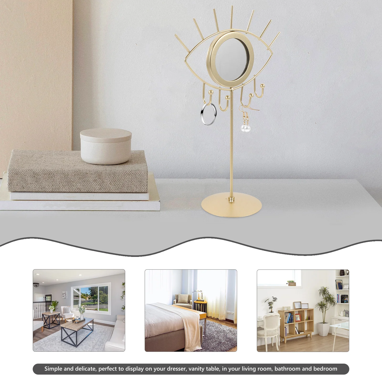 

Eye Shape Jewelry Display Stand Elegant Mirror Finish Earring Necklace Holder Organizer Gift for Valentine's Day Wedding