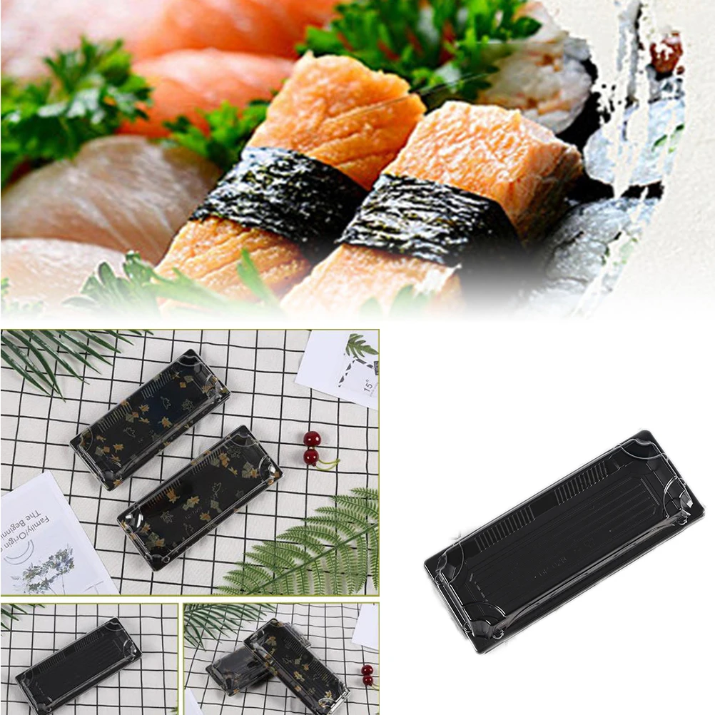 

50 PCS Sushi Box Dessert Take Out Tray Food Boxes with Lids Chinese Takeout Paper Container Cake Storage