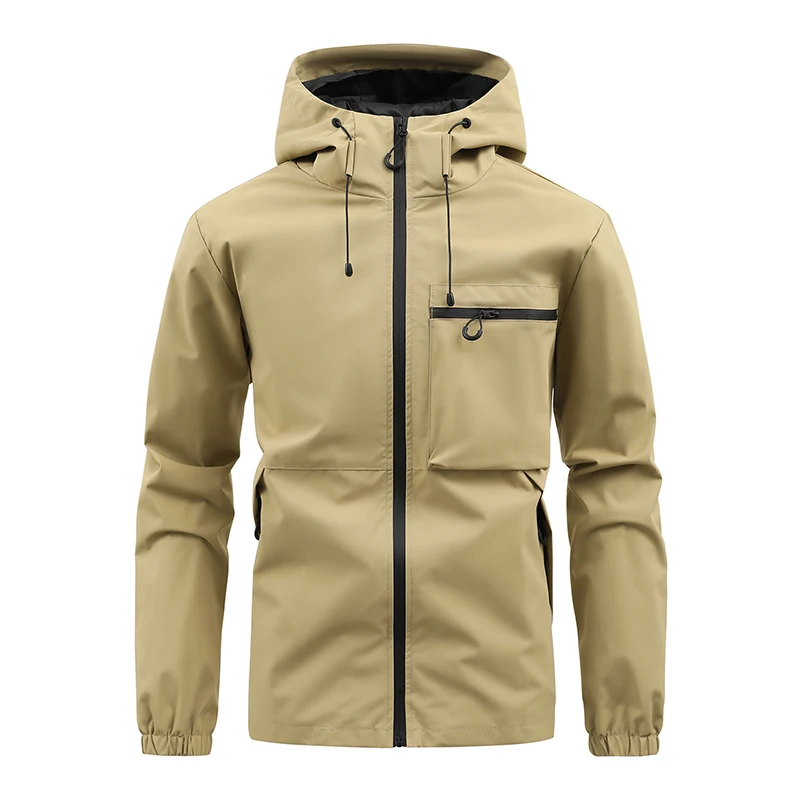 

Spring Men Casual Hooded Cargo Jacket Coat Man Outdoor Hike Fish Cargo Jacket Men Multi Pocket Jogger Outwear Windbreaker Jacket