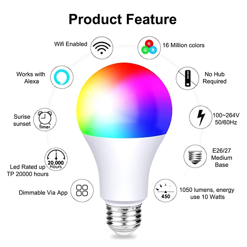 Smart Bulb Light Voice Control Bulb Smart Life Bulb Support WiFi Smart Graffiti Bulb