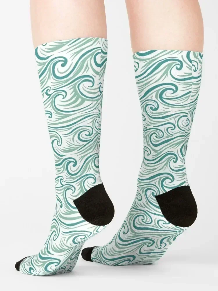 Blue Green Waves Socks cotton Rugby anime Stockings compression Socks Men's Women's