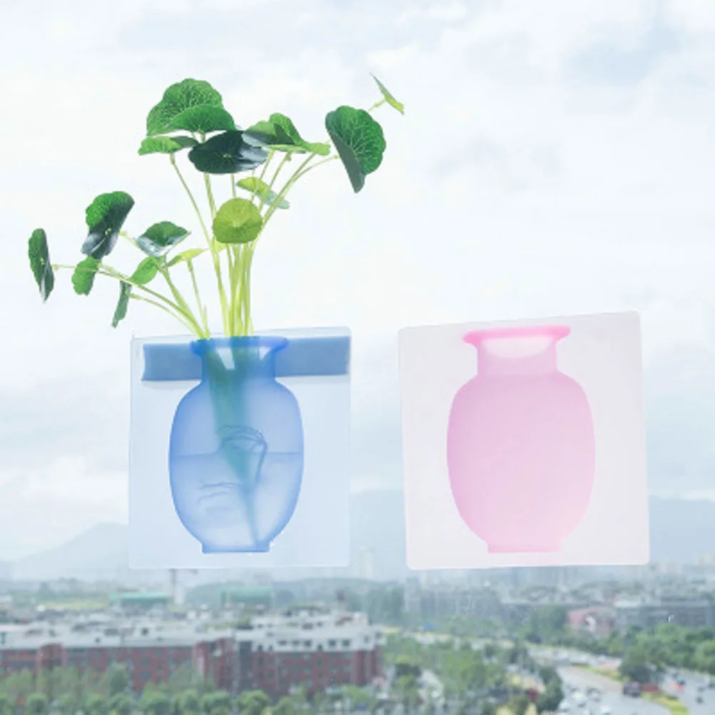

2Pcs Punch Free Silicone Suction Cup Fridge Sticker Flower Vase Reusable Washable for Refrigerator Glass Tile Metal Home