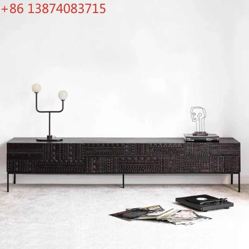 Teak carved edge cabinet, TV cabinet