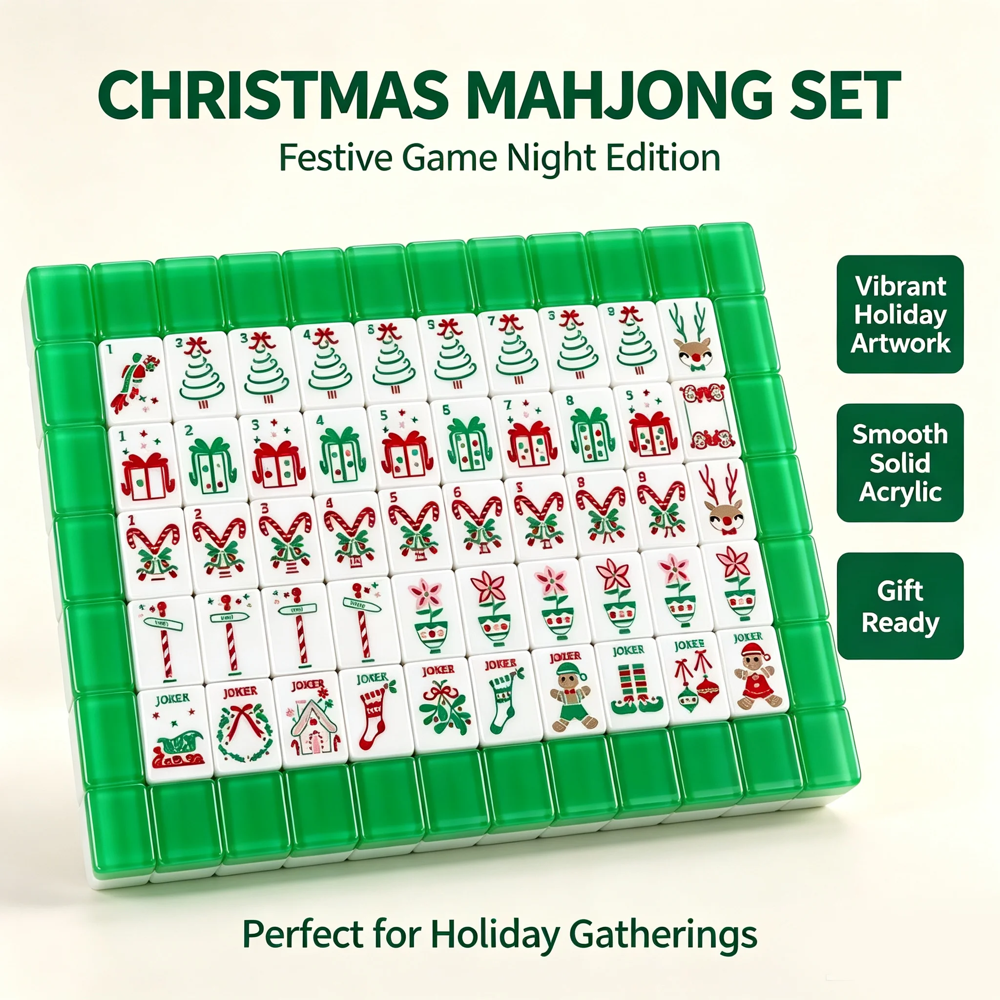 Modern Luxury Eco-Friendly Christmas Wholesale American Mahjong Set 160 Acrylic Tiles  Mat  4 Racks  Waterproof Bag  Dice