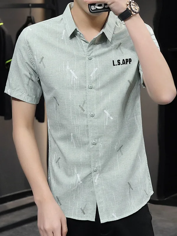 

Iron-Free Ice Silk irt Men's Summer New Sle Casual Thin Faionable f Sve irt Breathable Polyester Viscose Cotton...