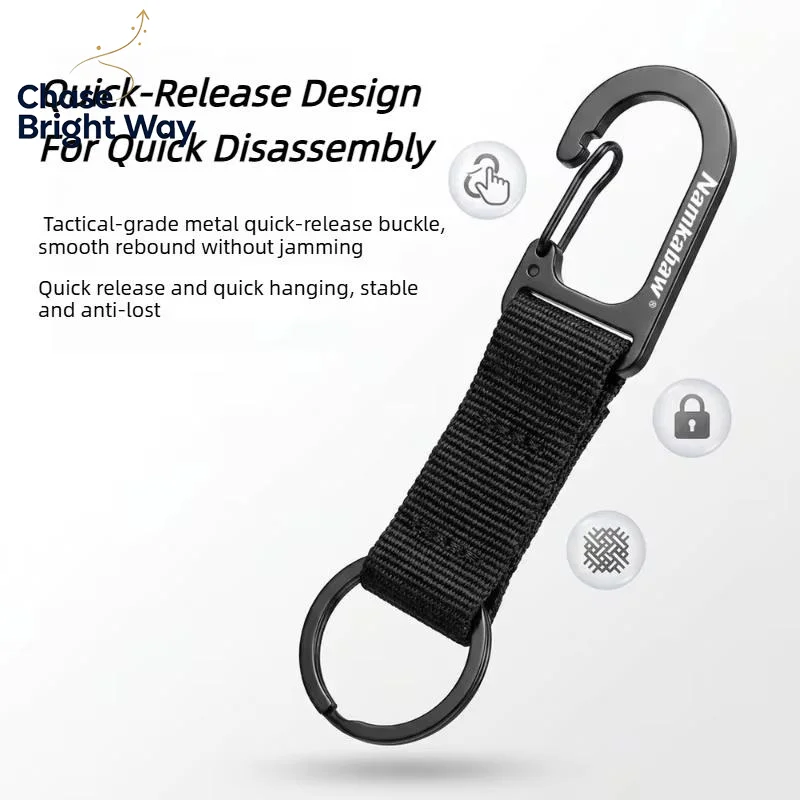 Small Portable Webbing Spring Snap Hook Carabiner Quick Clip Key Ring for Daily Carry Hiking Camping EDC Gear