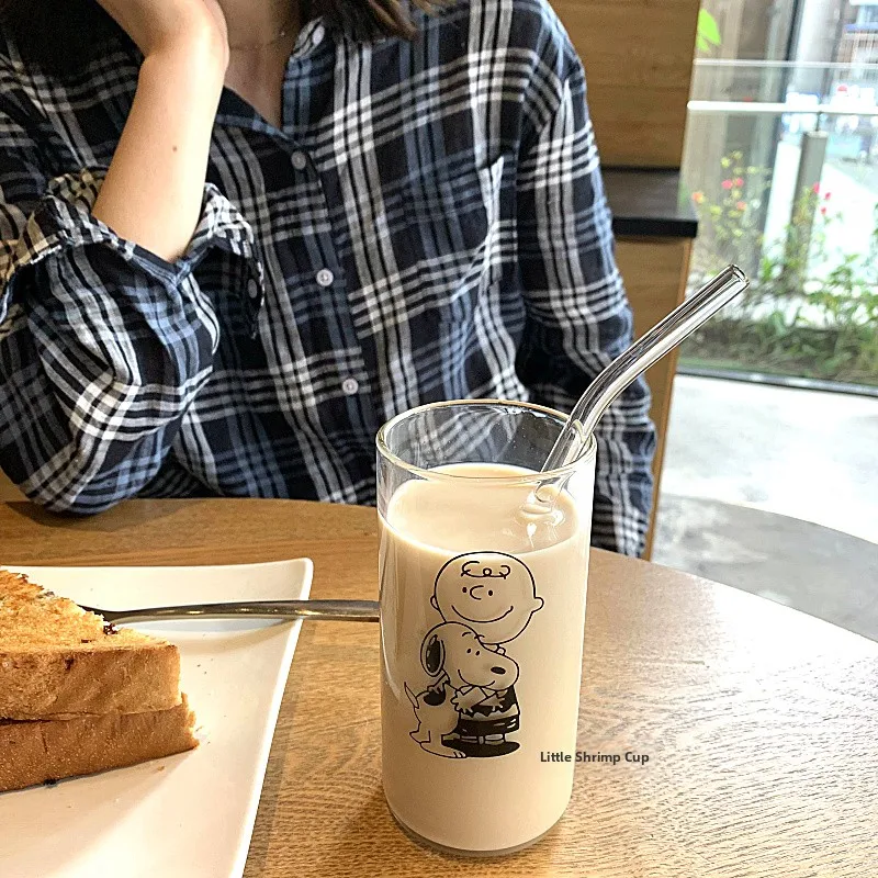

Ins Sle Cartoon Dog Glass Cup Heat Resistant Simple Design Milk Juice Cup round ape French Sle Breakfast Water Cup
