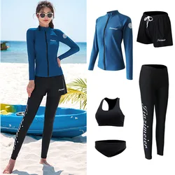 Cienka pianka damska 5 sztuk/zestaw ochraniacz na wysypkę-ochrona całego ciała UV Snorkeling surfingowe kostium kąpielowy Body sportowe dres do jogi