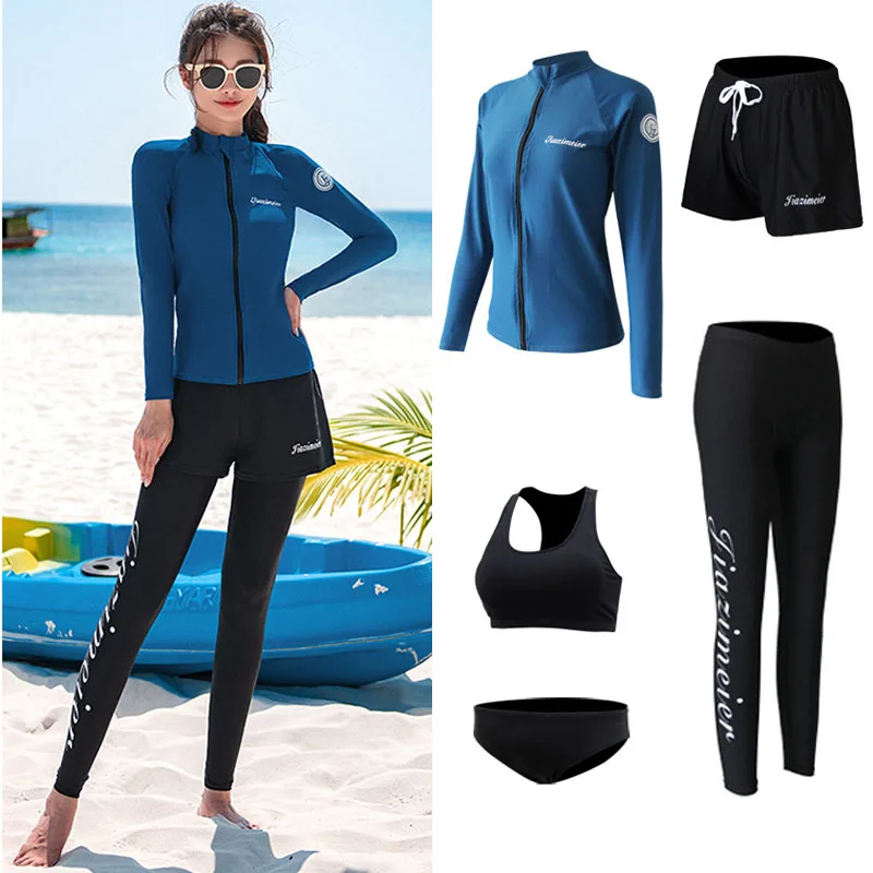 Women's Thin Wetsuit 5pcs/set Rash Guard- Full Body UV Protection Snorkeling Surfing Swim Suit Bodysuit Athletic Yoga Tracksuit