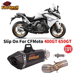 Slip On For CF-Moto 400GT 650GT Motorcycle Exhaust System Escape Moto 51mm Muffler Mid Connect Link Pipe