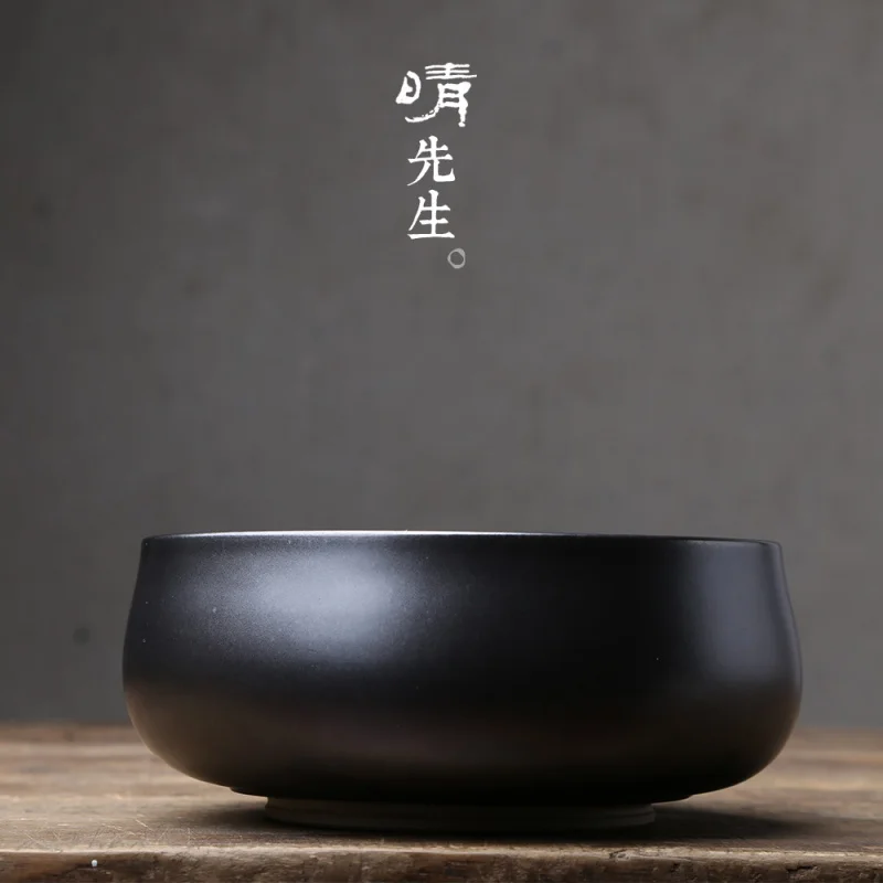 Stoneware Tea Washing Large Taiwan Handmade Iron Glaze Ceramic Slag Bucket Building Water Washing Tea Basin Water Square Ancient