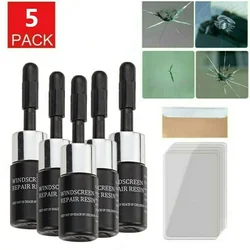 5PCS Automotive Glass Nano Repair Fluid 3ML Glass Repairing Fluid Amino-Acrylate Car Windshield Cracked Repair Glue Cure Strips