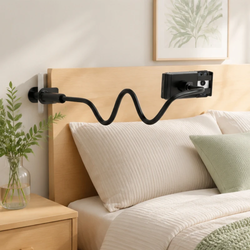 

Flexible Long Arm Universal Tablet Phone Stand, Free Rotation Spiral Base Rack, Practical Accessory for Home & Office Daily Use