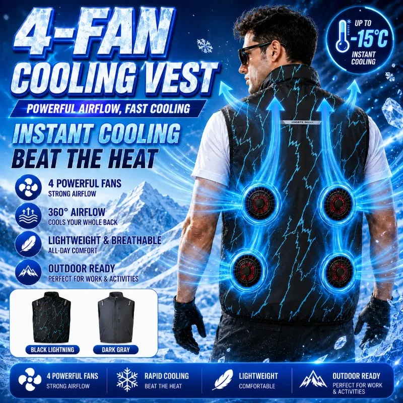 Summer Cooling Air Conditioning Clothing Men's Outdoor Temperature-Reducing Breathable Vest USB Charging Cooling Fishing Vest