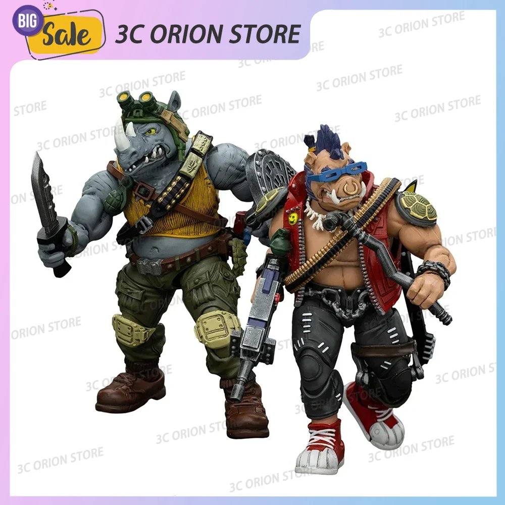 In Stock JOYTOY 1/18 Action Figure TMNT Anime Figurine Ninja Turtles Beebop Rocksteady Anime Figure Collection Model Toys Statue