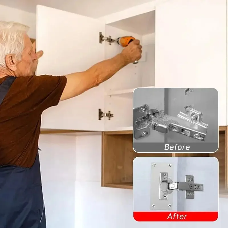 2/4/10 قطع خزانة المفصلي طقم لوحة إصلاح لخزائن المطبخ المنزلية والأثاث مع ثقوب ، باب من الفولاذ المقاوم للصدأ المفصلي تصاعد لوحة #5