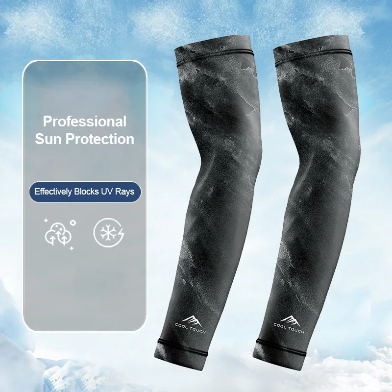 Cooling Arm Sleeves Men Cycling Ice Silk Sun Protection Fishing Summer Oversleeve Breathable Hiking Driving Arm Covers Sports