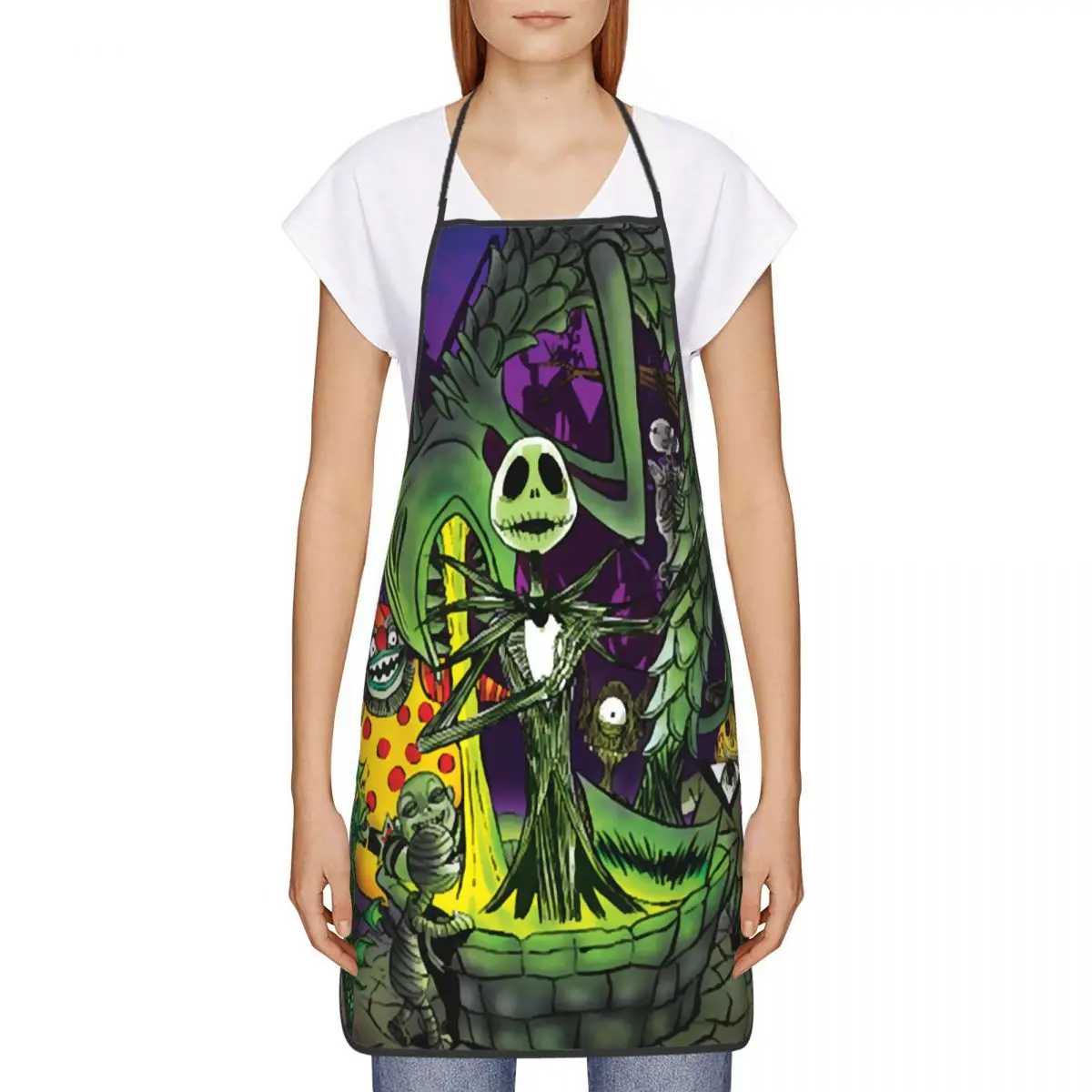 Unisex Halloween Nightmare Monsters Apron Kitchen Chef Cooking Baking Bib Women Men Christmas Tablier Cuisine for Gardening