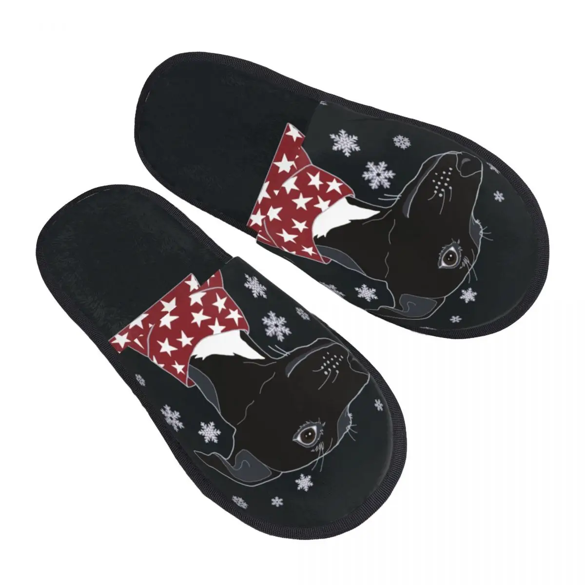 Custom Cute Winter Whippet Soft Memory Foam House Slippers Women Lurcher Greyhound Dog Cozy Warm Anti-skid Sole Slipper