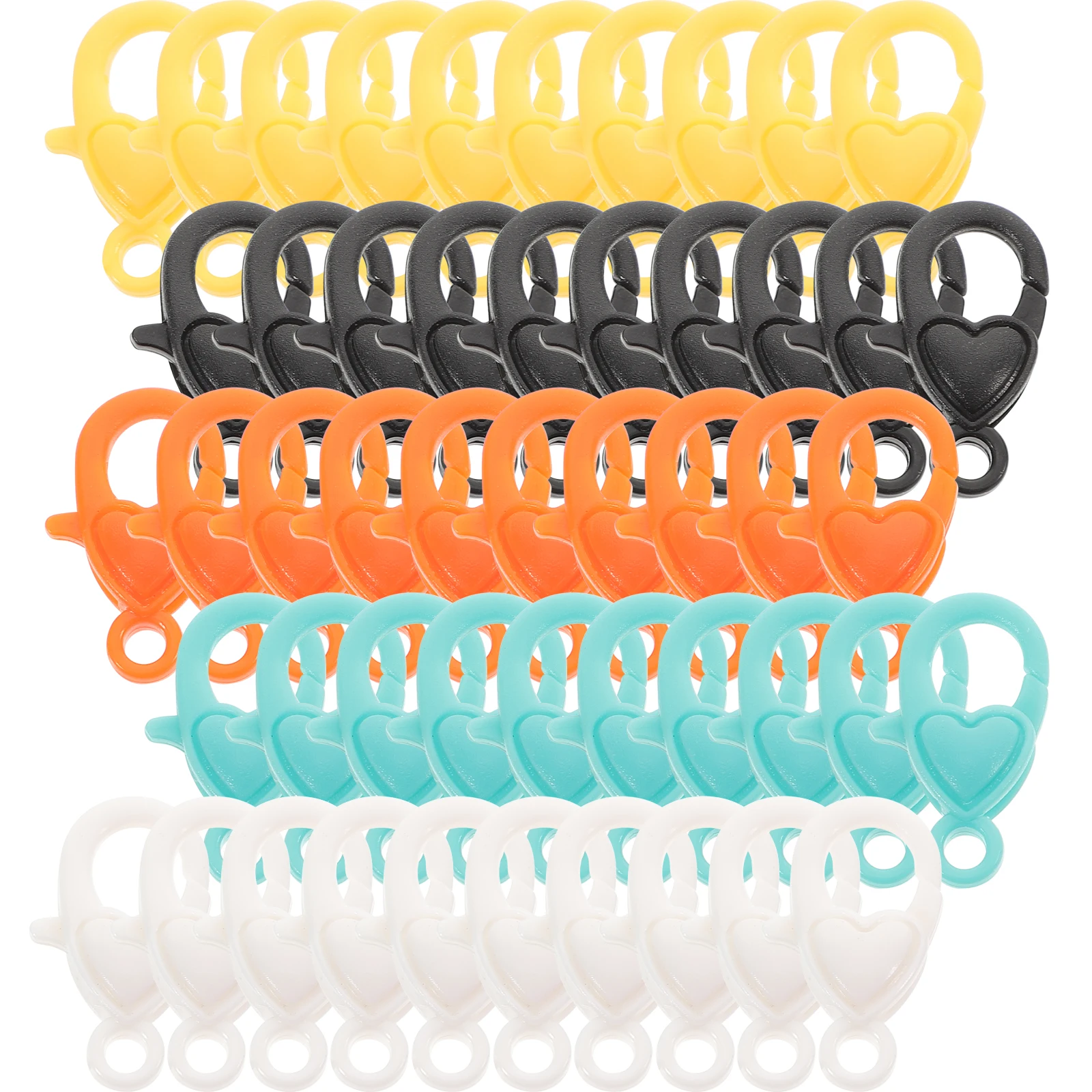 

50pcs Heart Shaped Lobster Clasps Mixed Color Plastic Bracelet Necklace Making Supplies Diy Jewelry Findings Kit Hooks Buckles
